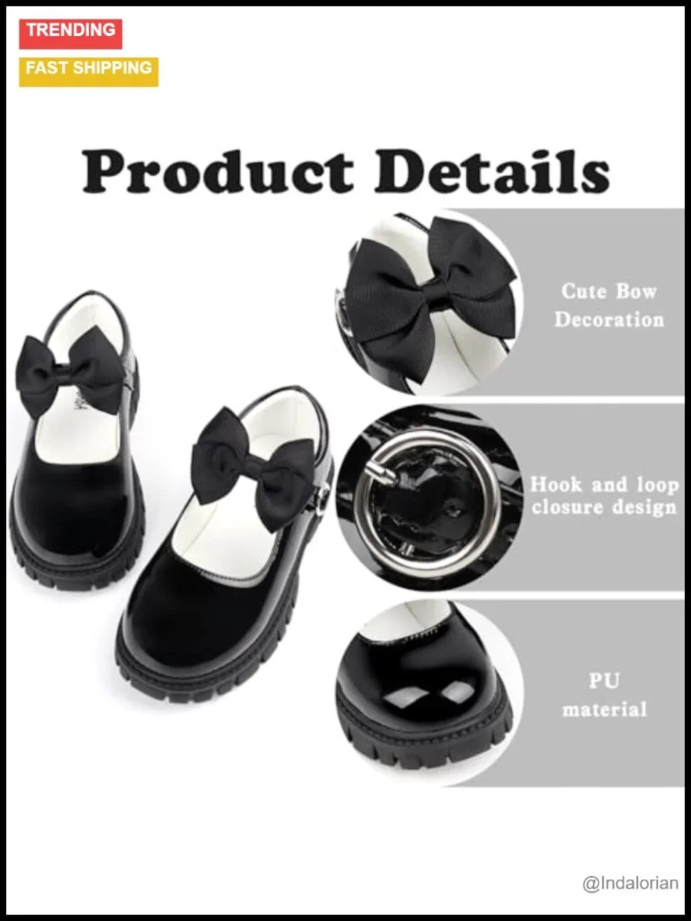 Toddler Girl Dress Shoes Mary Jane with Bow Wedge Heel Hook and Loop